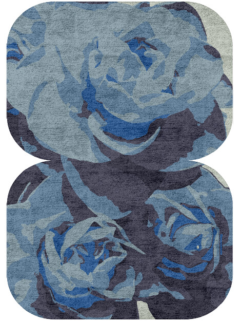 Blue Onyx Floral Eight Hand Tufted Bamboo Silk Custom Rug by Rug Artisan