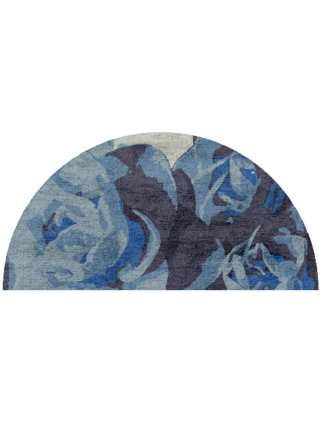 Blue Onyx Floral Halfmoon Hand Tufted Bamboo Silk Custom Rug by Rug Artisan