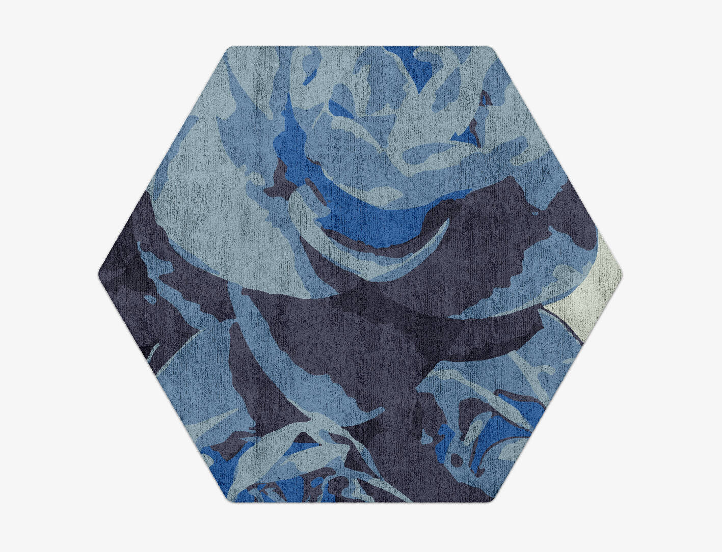 Blue Onyx Floral Hexagon Hand Tufted Bamboo Silk Custom Rug by Rug Artisan