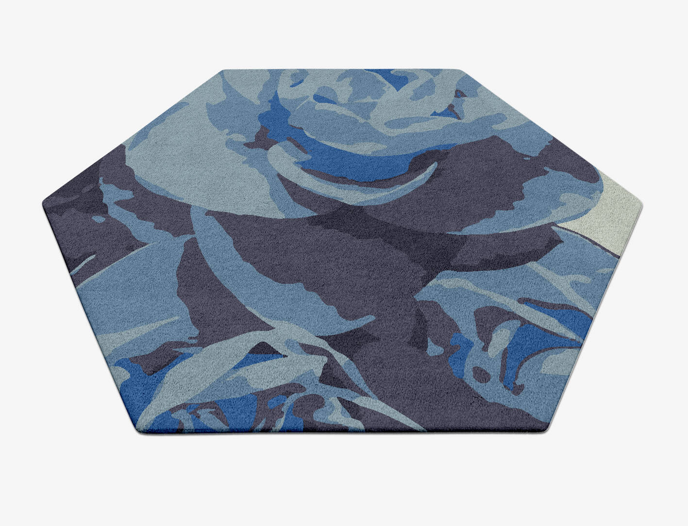 Blue Onyx Floral Hexagon Hand Tufted Pure Wool Custom Rug by Rug Artisan