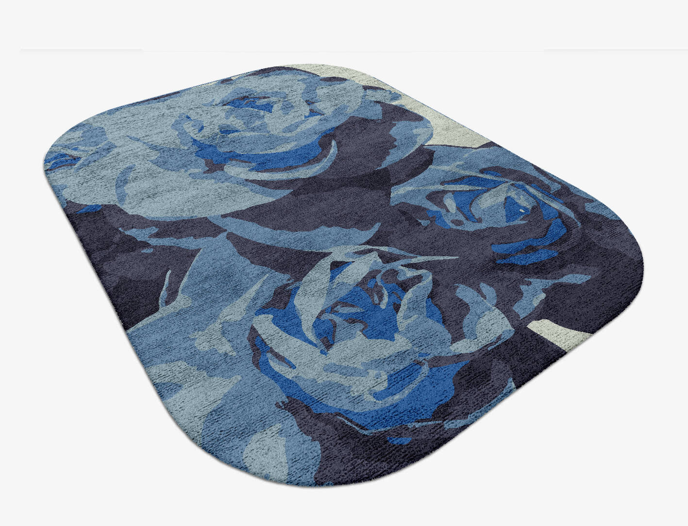 Blue Onyx Floral Oblong Hand Tufted Bamboo Silk Custom Rug by Rug Artisan