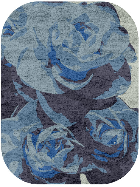 Blue Onyx Floral Oblong Hand Tufted Bamboo Silk Custom Rug by Rug Artisan