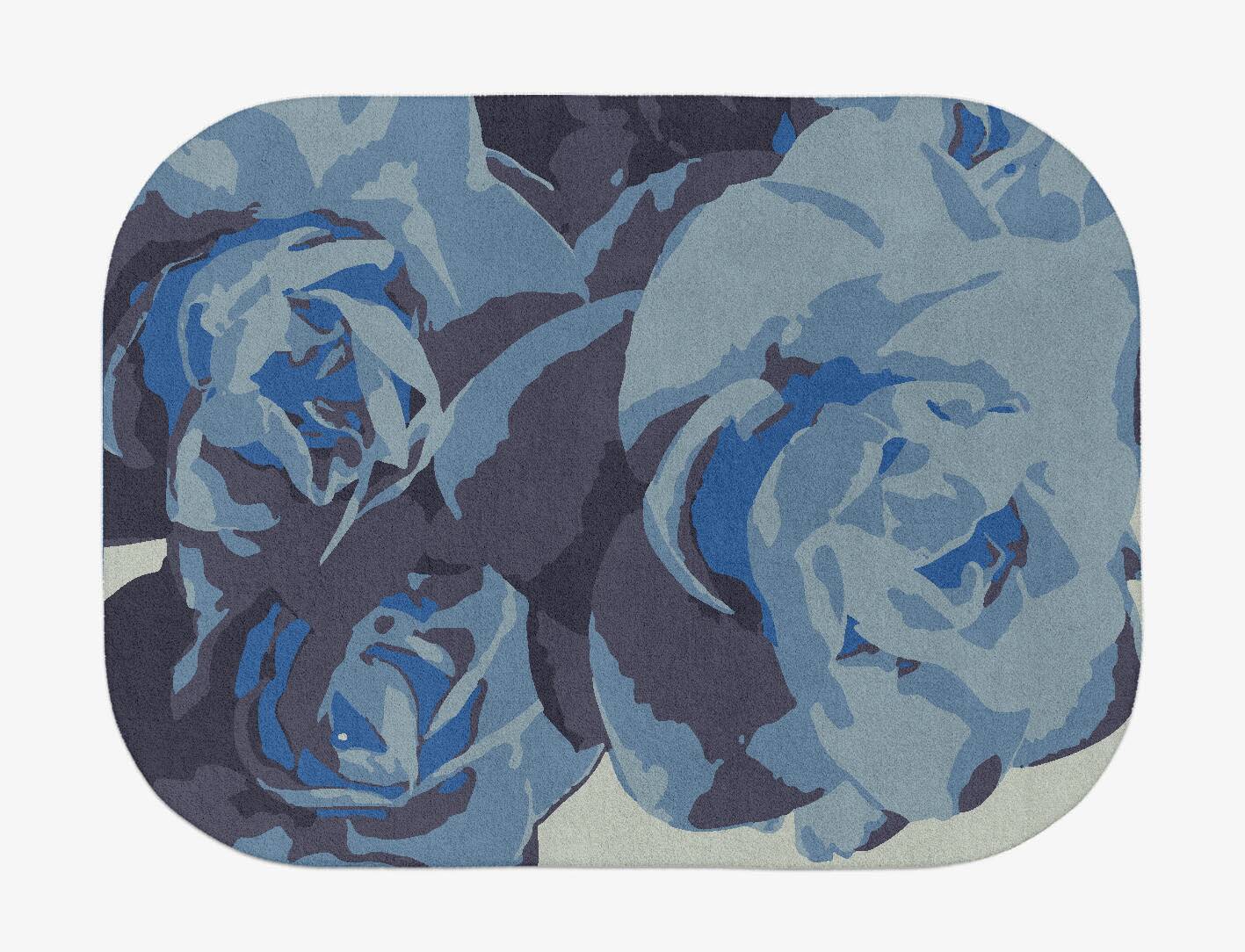 Blue Onyx Floral Oblong Hand Tufted Pure Wool Custom Rug by Rug Artisan