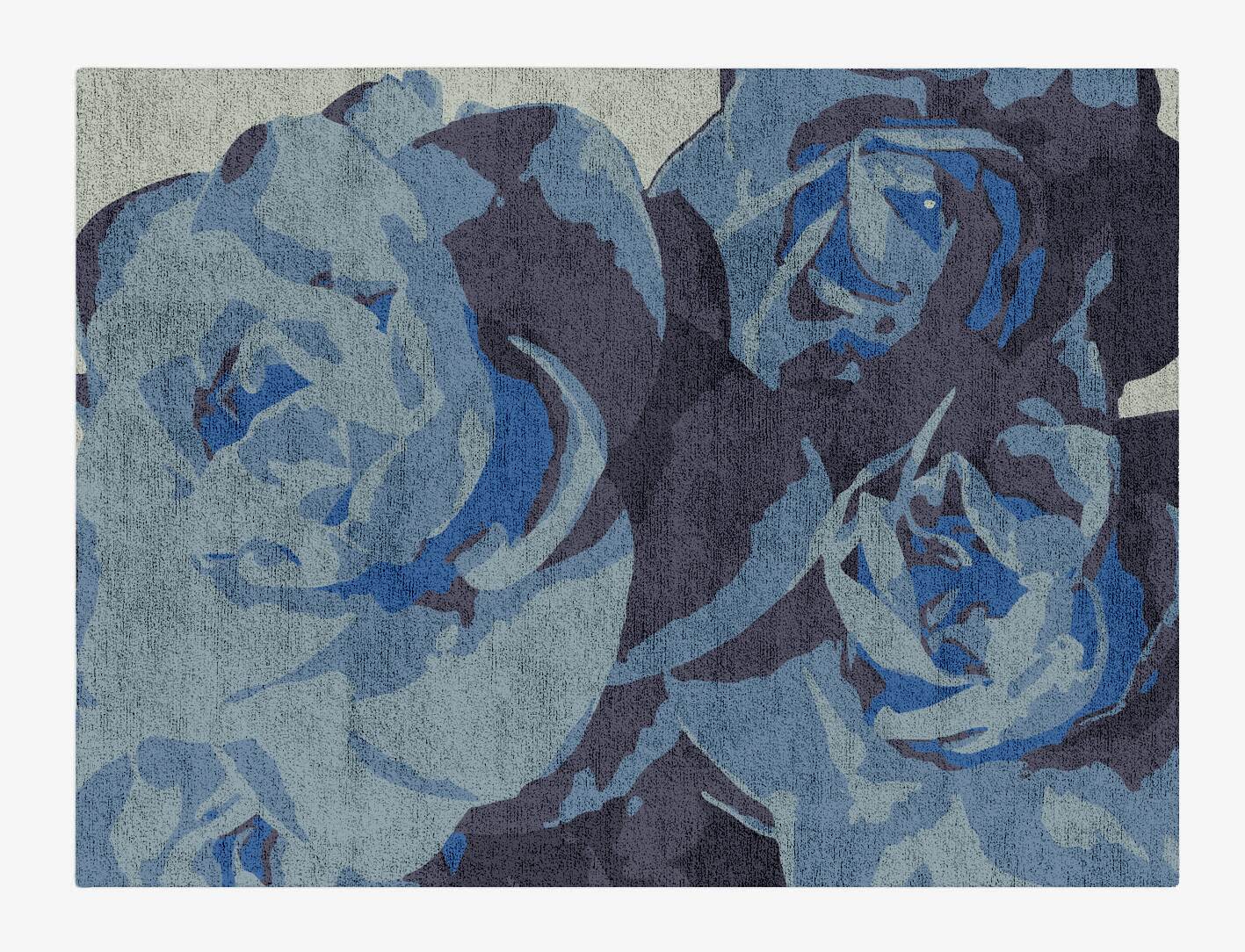 Blue Onyx Floral Rectangle Hand Tufted Bamboo Silk Custom Rug by Rug Artisan