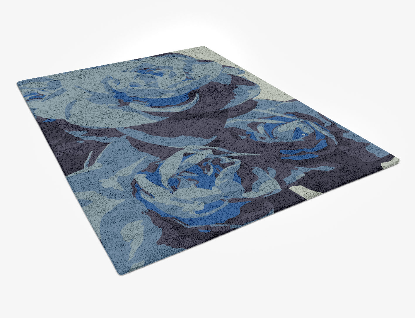 Blue Onyx Floral Rectangle Hand Tufted Bamboo Silk Custom Rug by Rug Artisan