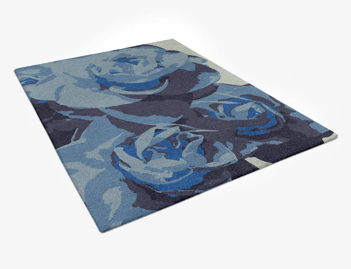 Blue Onyx Floral Rectangle Hand Tufted Pure Wool Custom Rug by Rug Artisan