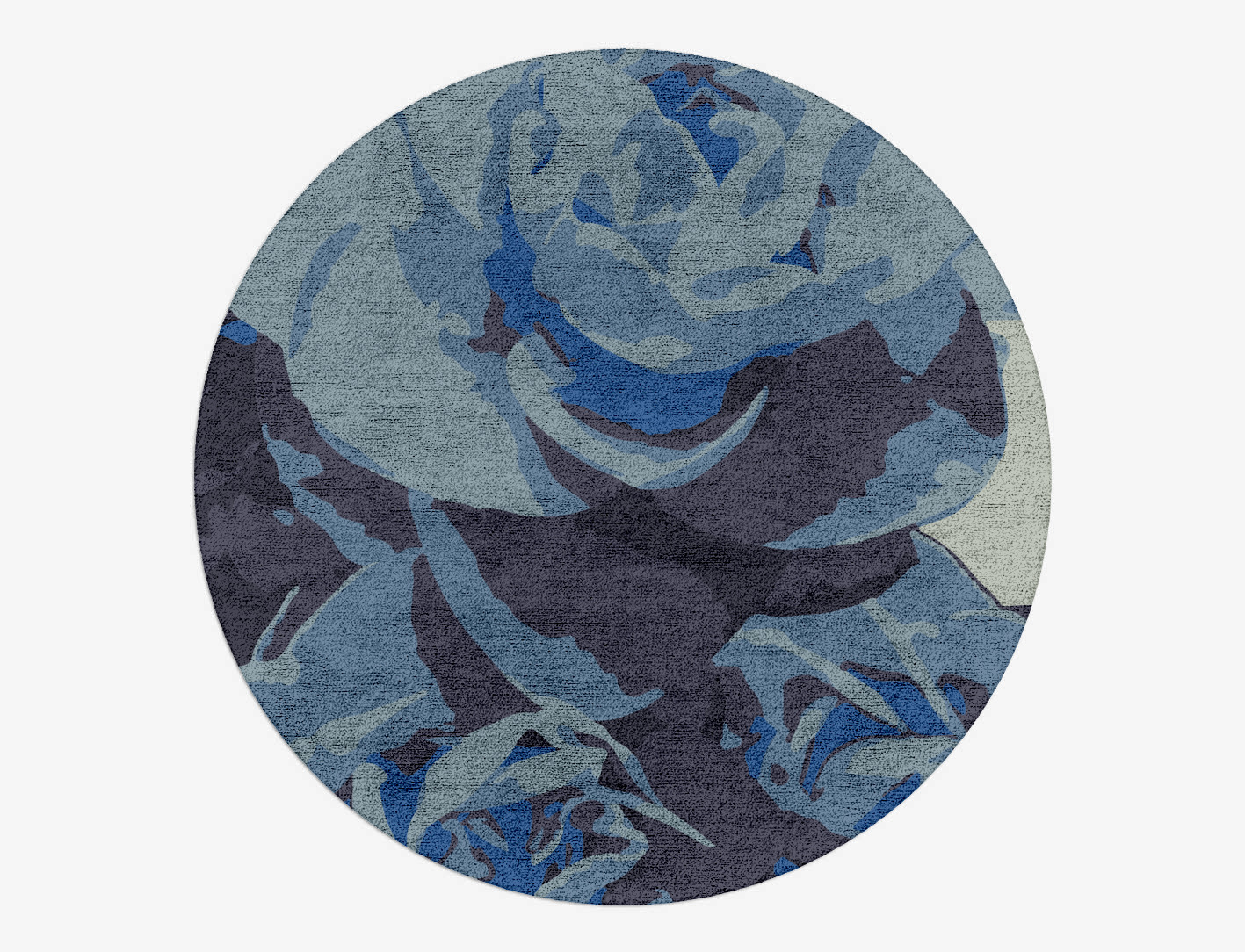 Blue Onyx Floral Round Hand Tufted Bamboo Silk Custom Rug by Rug Artisan
