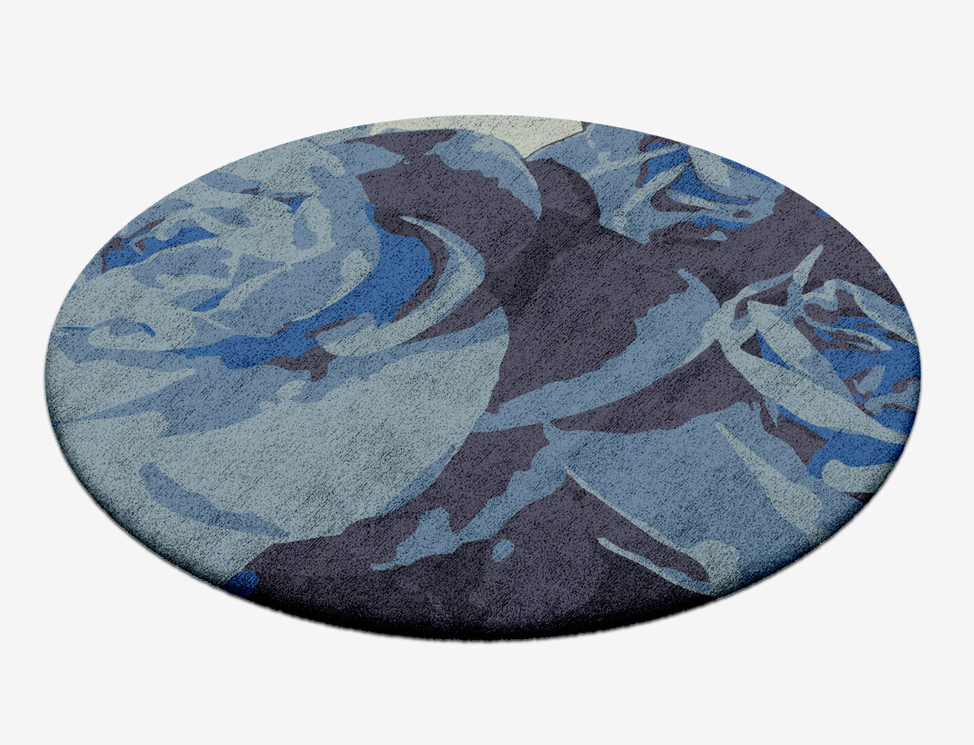 Blue Onyx Floral Round Hand Tufted Bamboo Silk Custom Rug by Rug Artisan