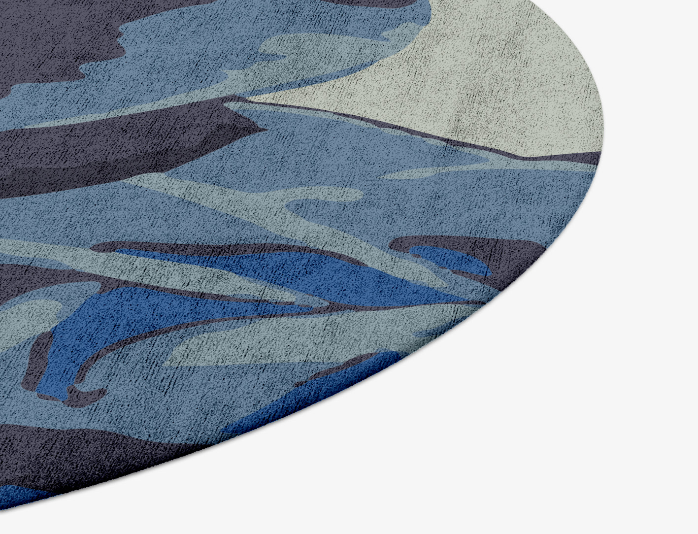 Blue Onyx Floral Round Hand Tufted Bamboo Silk Custom Rug by Rug Artisan