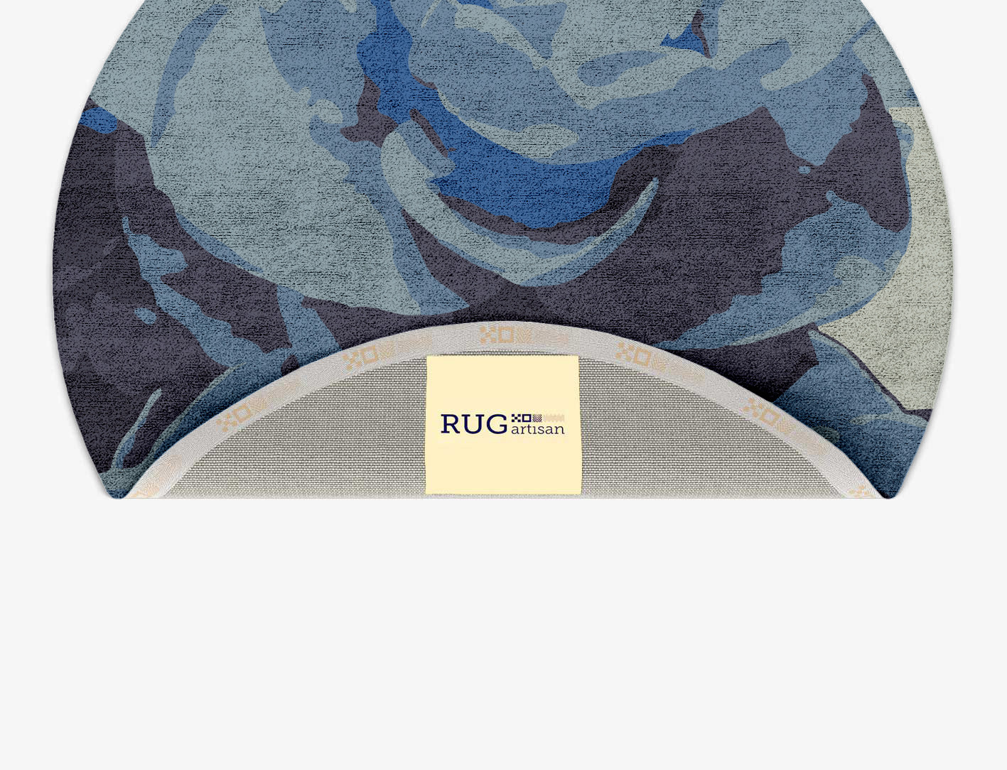 Blue Onyx Floral Round Hand Tufted Bamboo Silk Custom Rug by Rug Artisan