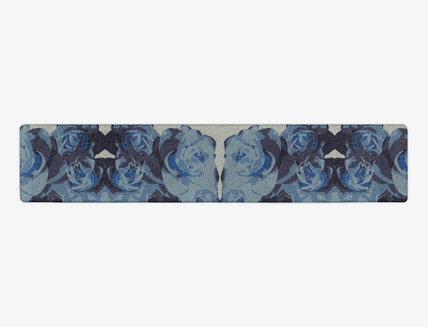 Blue Onyx Floral Runner Hand Tufted Pure Wool Custom Rug by Rug Artisan