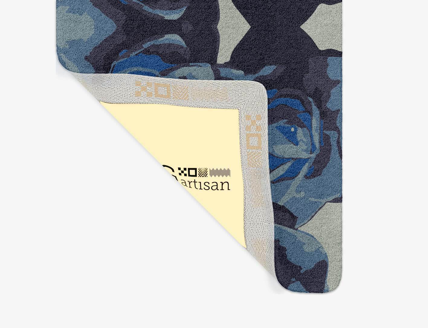 Blue Onyx Floral Runner Hand Tufted Pure Wool Custom Rug by Rug Artisan