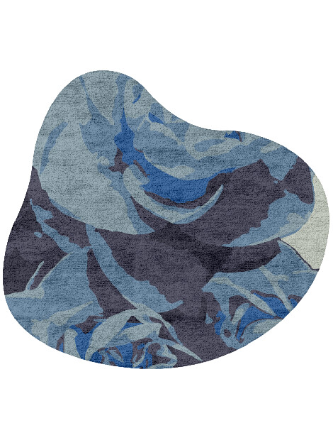 Blue Onyx Floral Splash Hand Tufted Bamboo Silk Custom Rug by Rug Artisan
