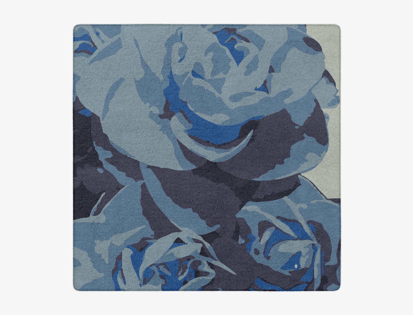 Blue Onyx Floral Square Hand Tufted Pure Wool Custom Rug by Rug Artisan