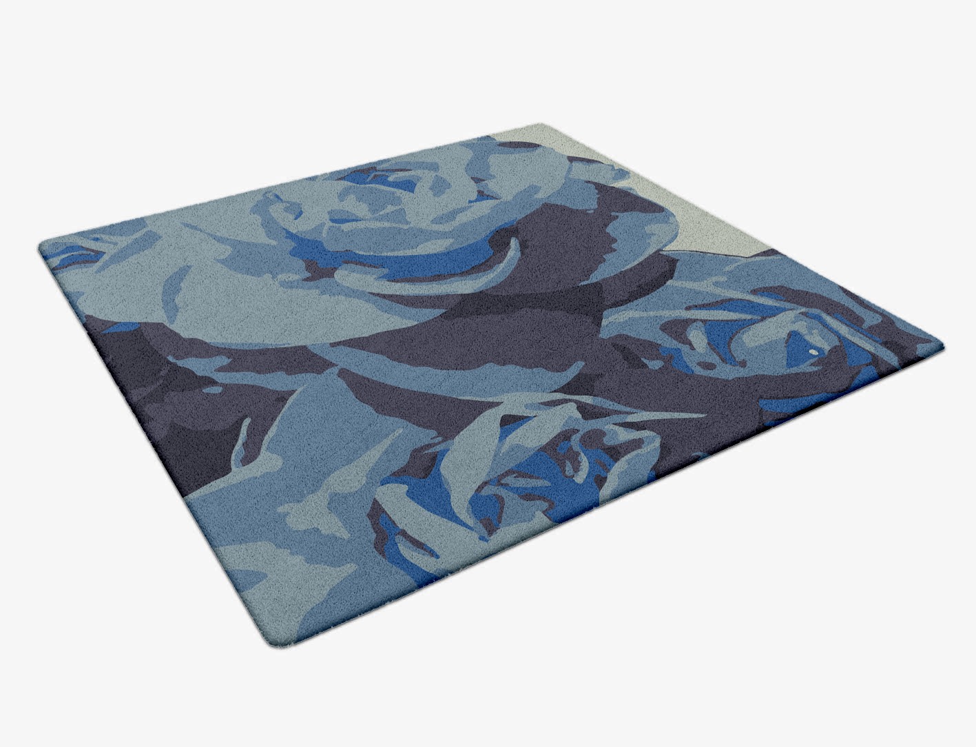 Blue Onyx Floral Square Hand Tufted Pure Wool Custom Rug by Rug Artisan