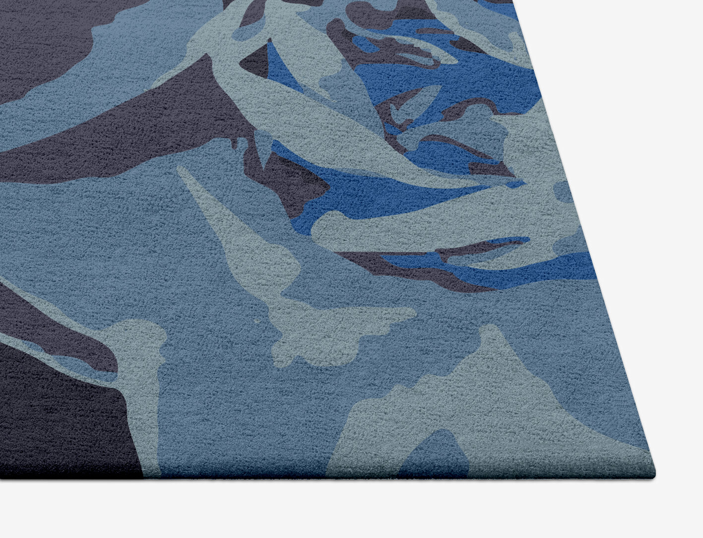 Blue Onyx Floral Square Hand Tufted Pure Wool Custom Rug by Rug Artisan