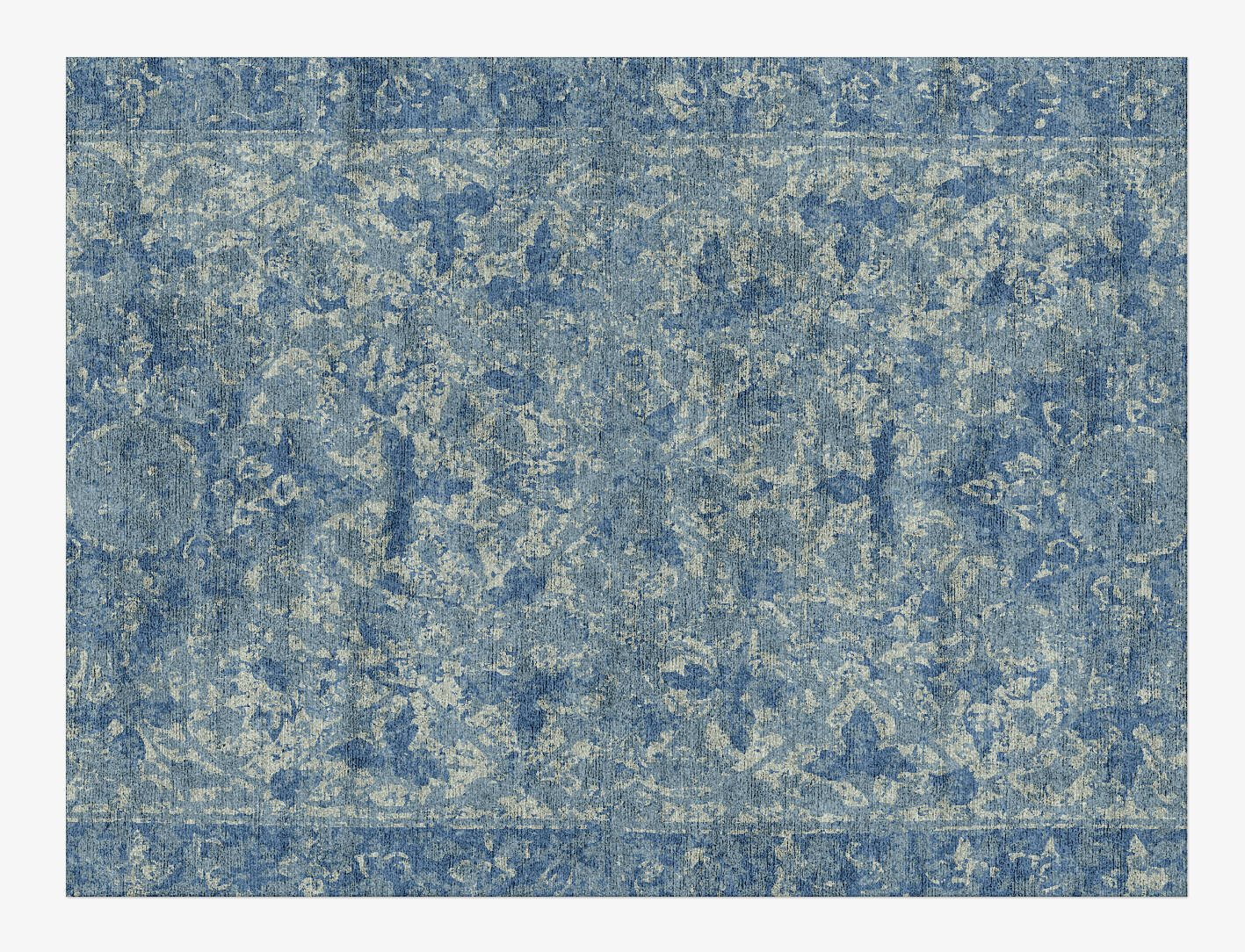 Blue Ornate Vintage Rectangle Hand Knotted Bamboo Silk Custom Rug by Rug Artisan