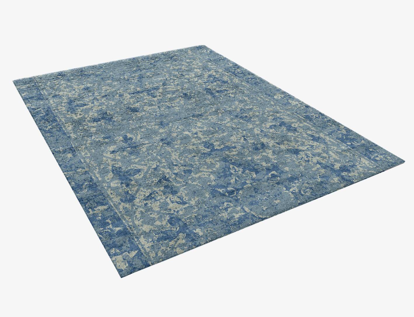 Blue Ornate Vintage Rectangle Hand Knotted Bamboo Silk Custom Rug by Rug Artisan