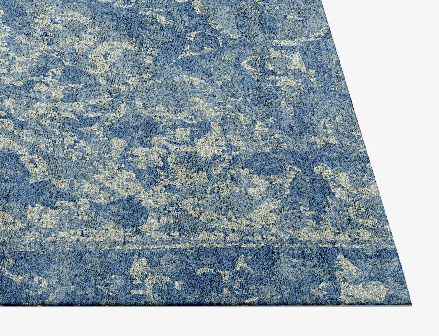 Blue Ornate Vintage Rectangle Hand Knotted Bamboo Silk Custom Rug by Rug Artisan