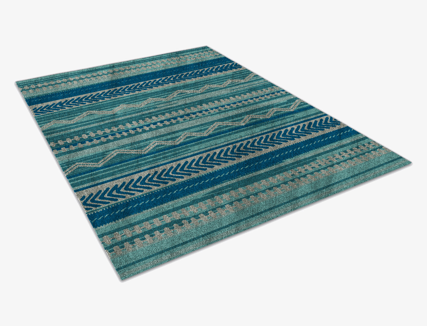 Blue Rays Flatweaves Rectangle Flatweave Bamboo Silk Custom Rug by Rug Artisan