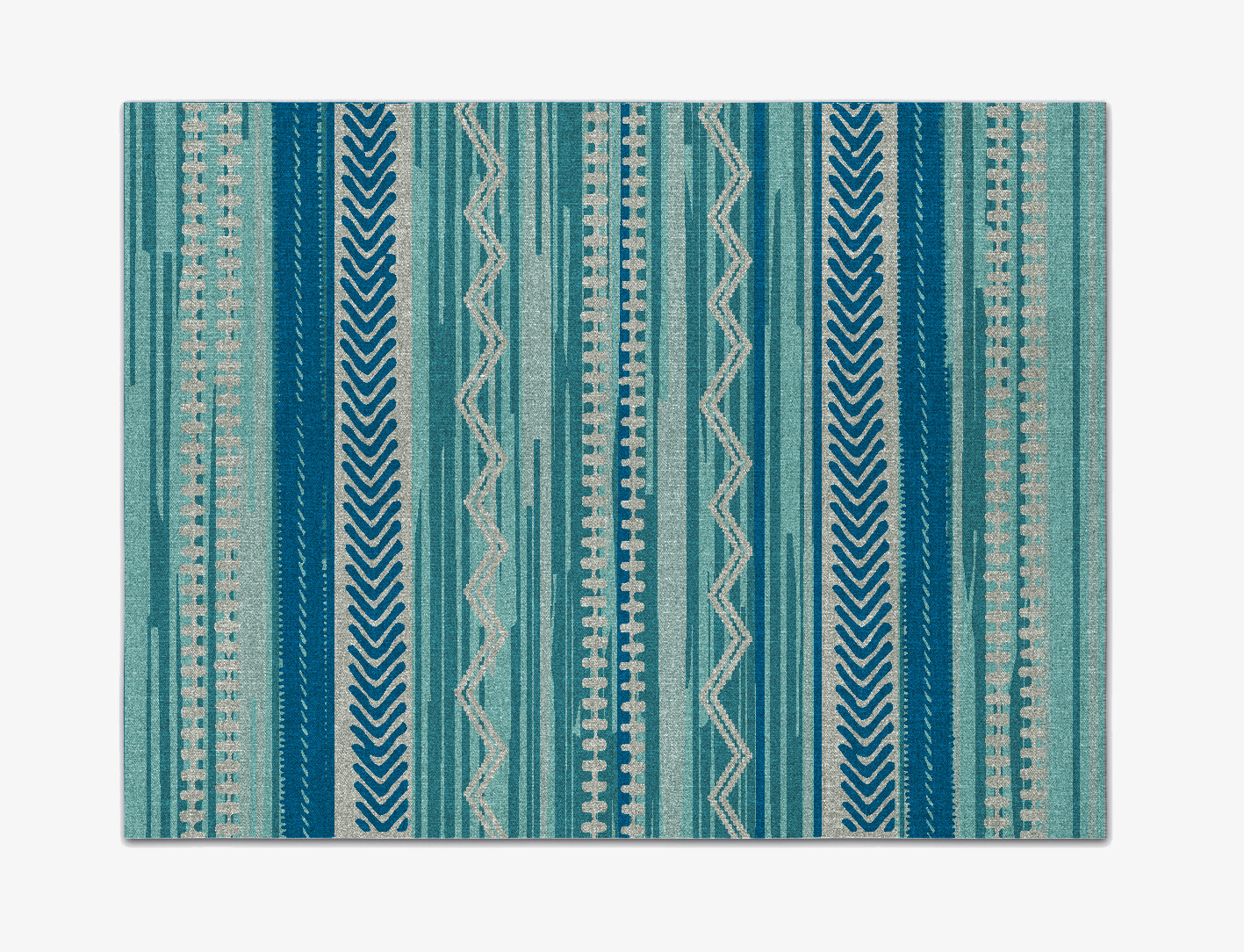 Blue Rays Flatweaves Rectangle Flatweave New Zealand Wool Custom Rug by Rug Artisan