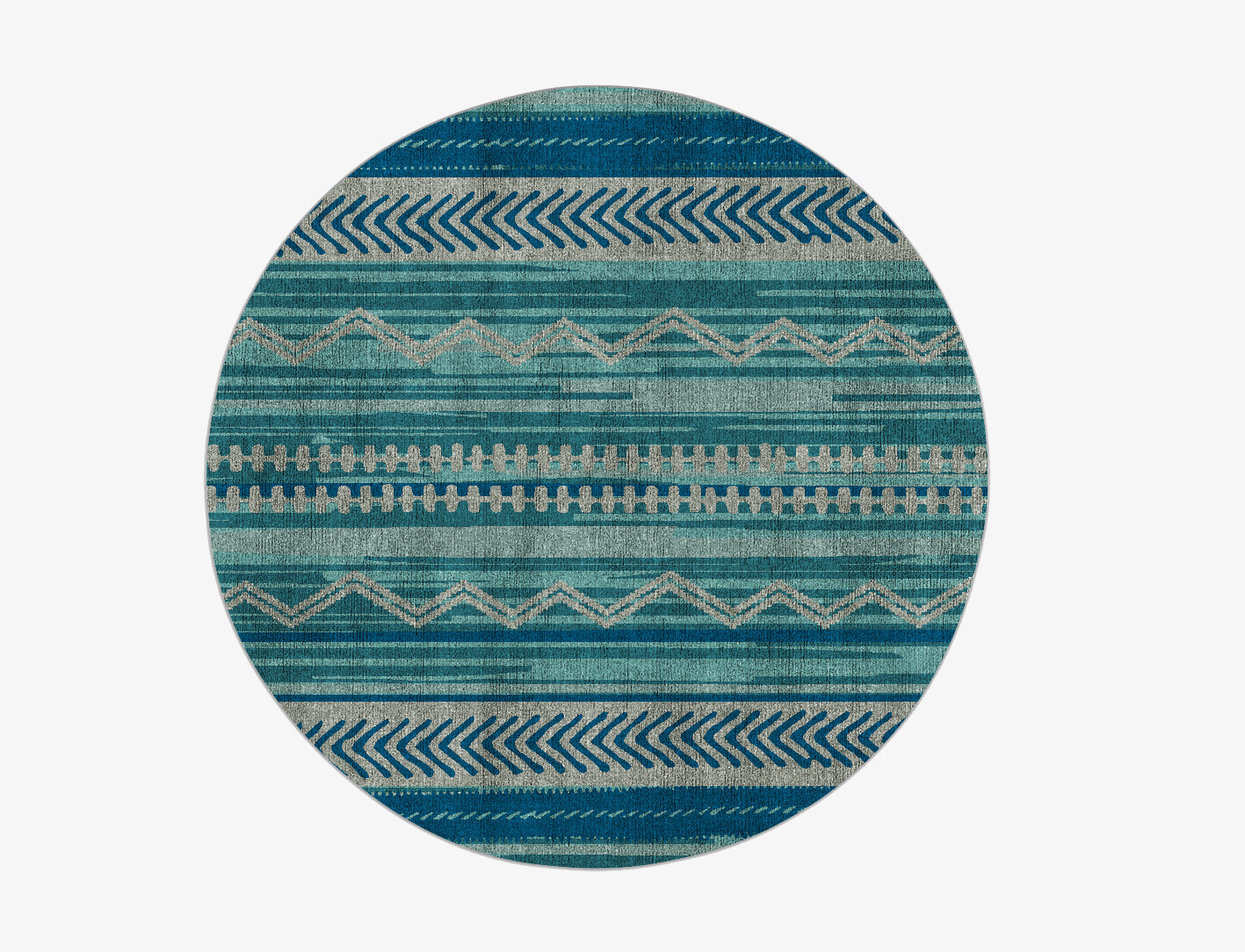 Blue Rays Flatweaves Round Flatweave Bamboo Silk Custom Rug by Rug Artisan