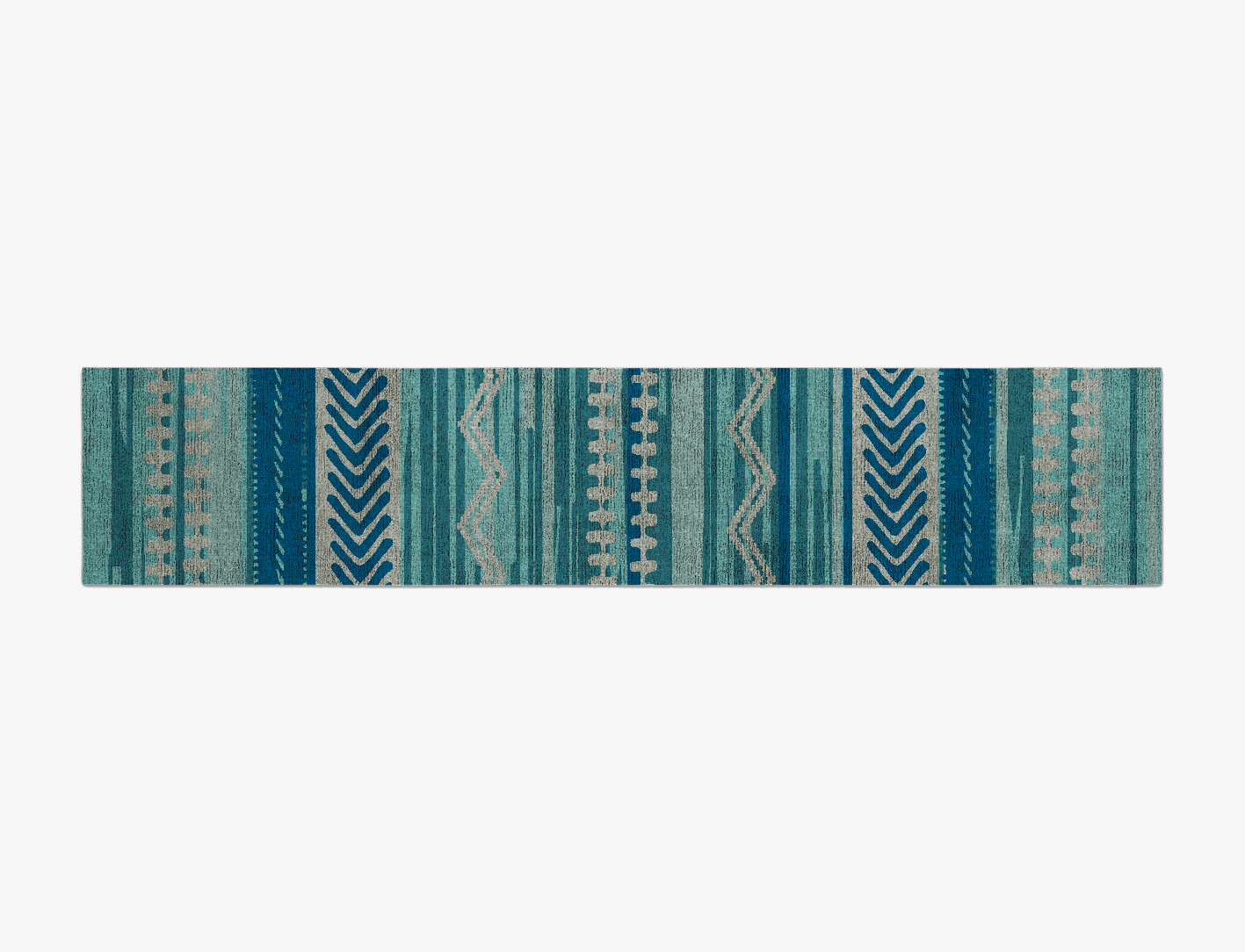 Blue Rays Flatweaves Runner Flatweave Bamboo Silk Custom Rug by Rug Artisan