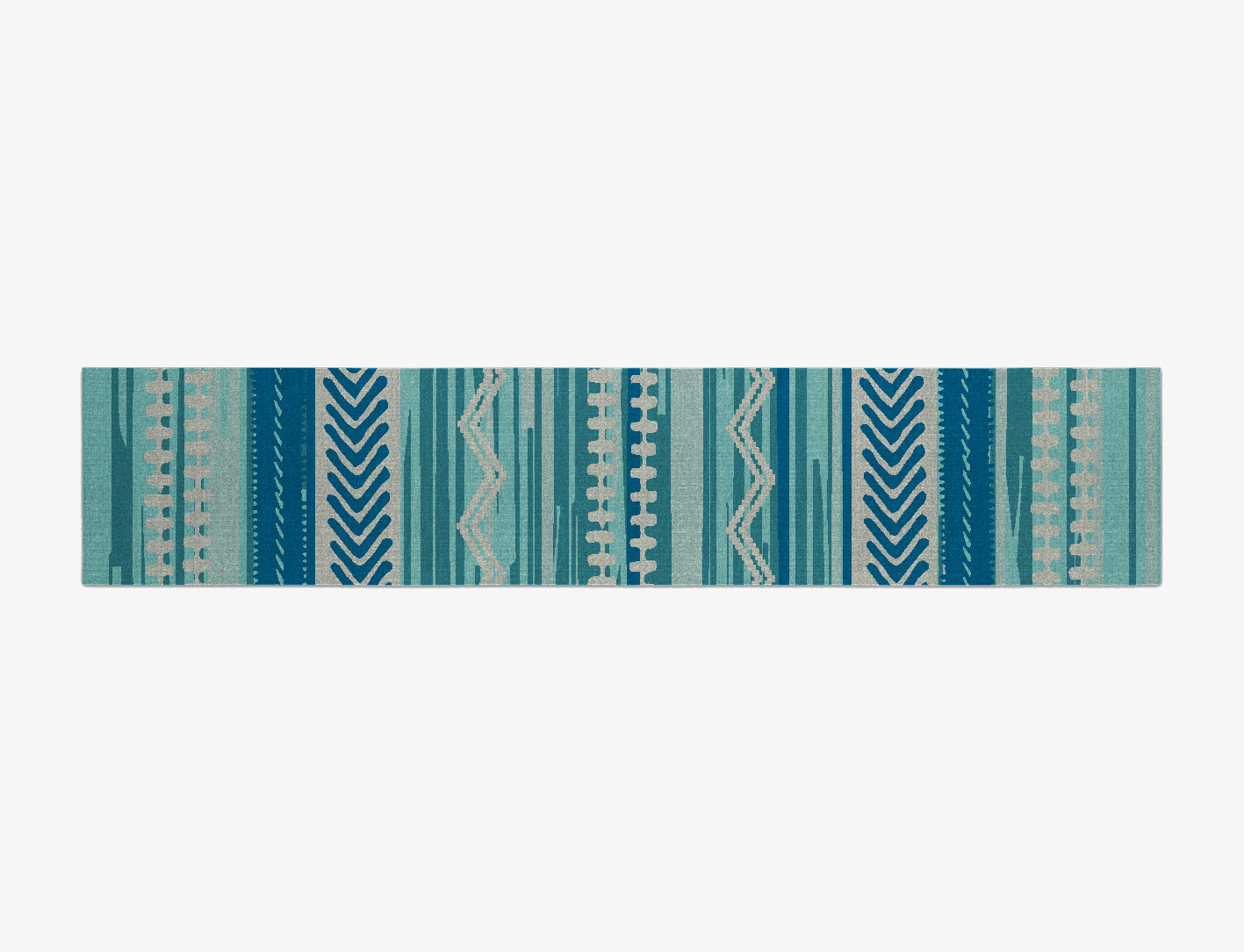 Blue Rays Flatweaves Runner Flatweave New Zealand Wool Custom Rug by Rug Artisan