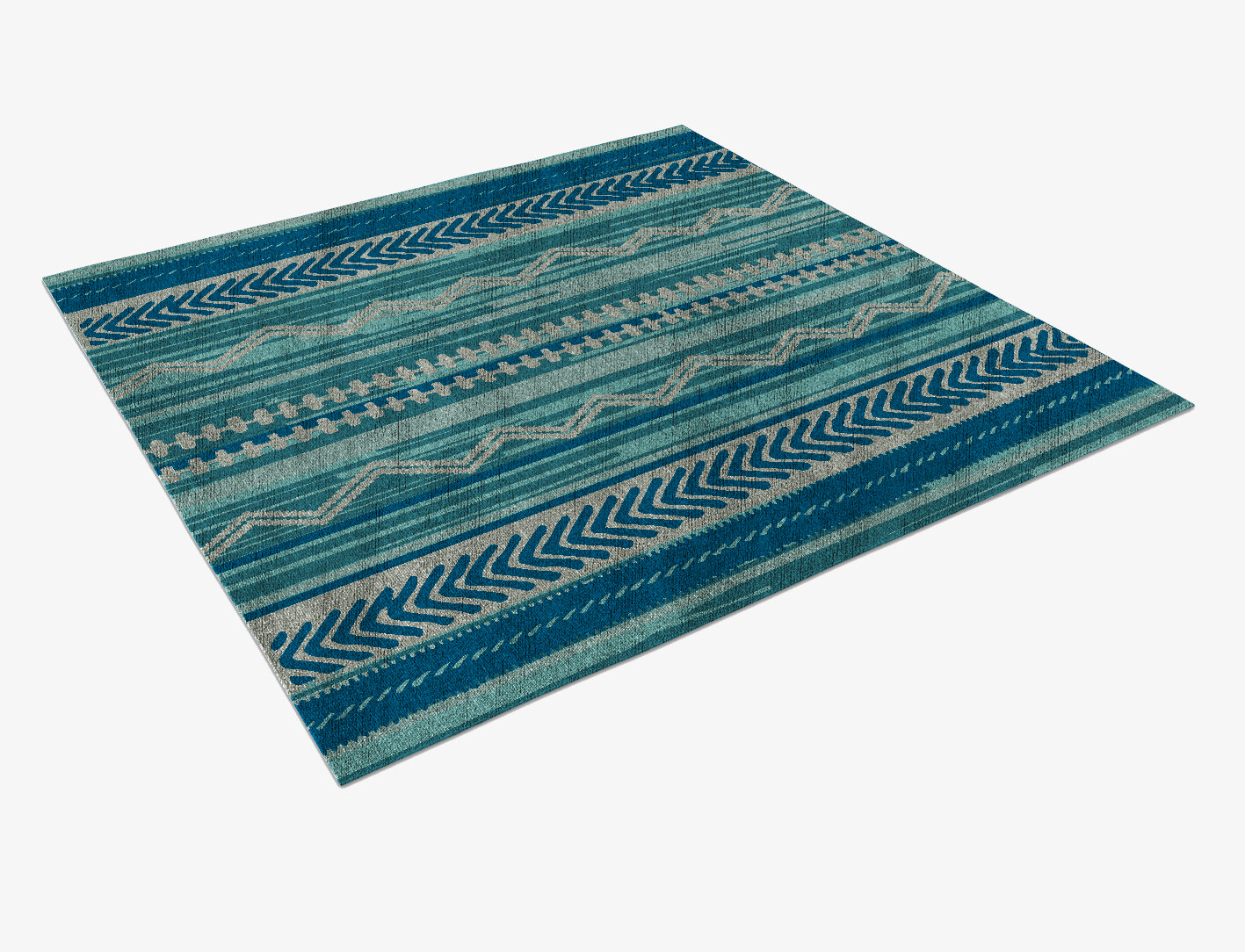 Blue Rays Flatweaves Square Flatweave Bamboo Silk Custom Rug by Rug Artisan
