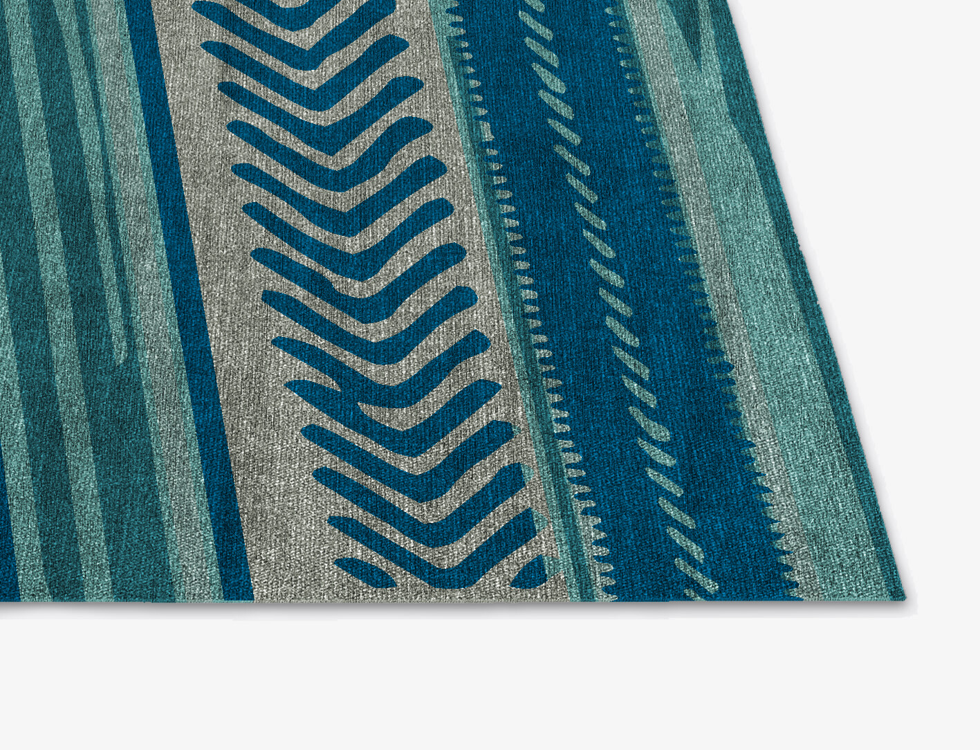 Blue Rays Flatweaves Square Flatweave Bamboo Silk Custom Rug by Rug Artisan