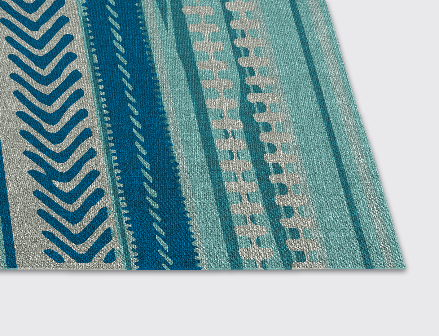 Blue Rays Flatweaves Rectangle Outdoor Recycled Yarn Custom Rug by Rug Artisan