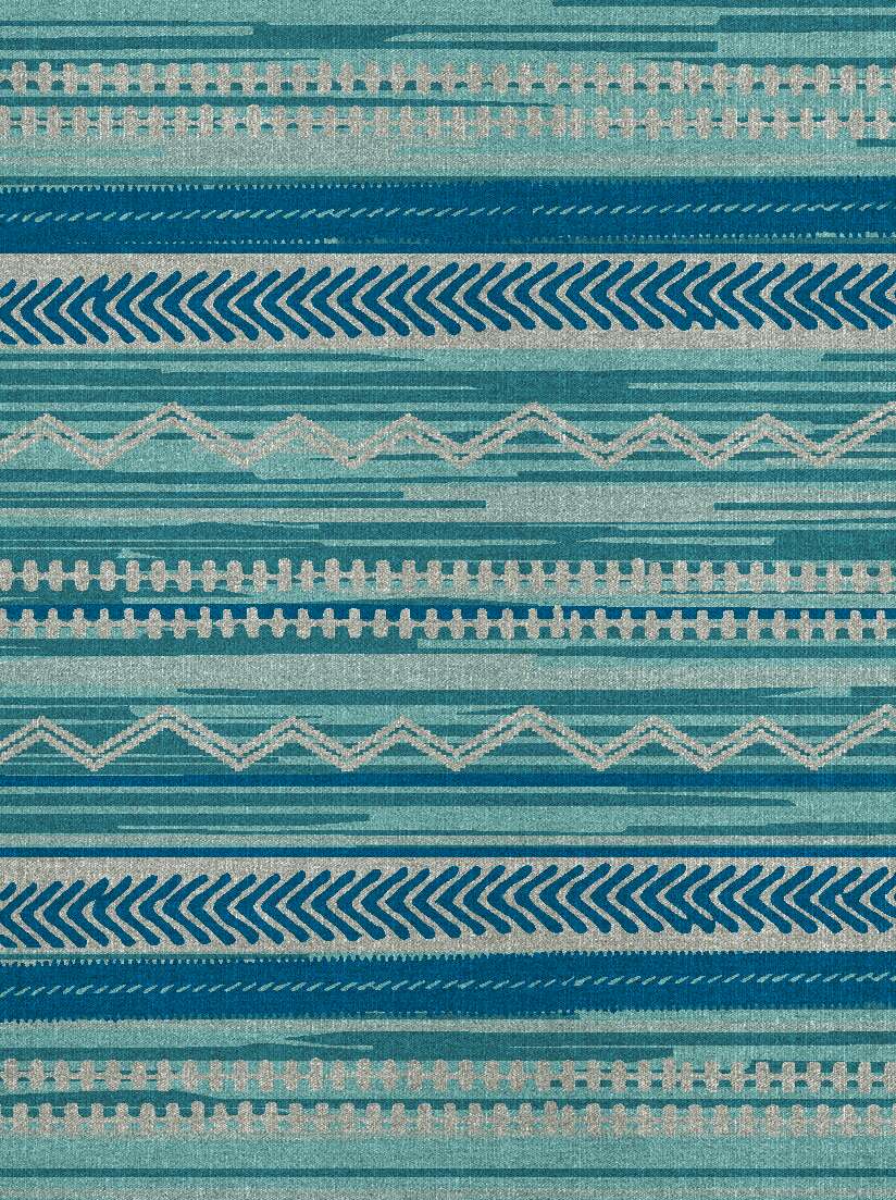 Blue Rays Flatweaves Rectangle Outdoor Recycled Yarn Custom Rug by Rug Artisan