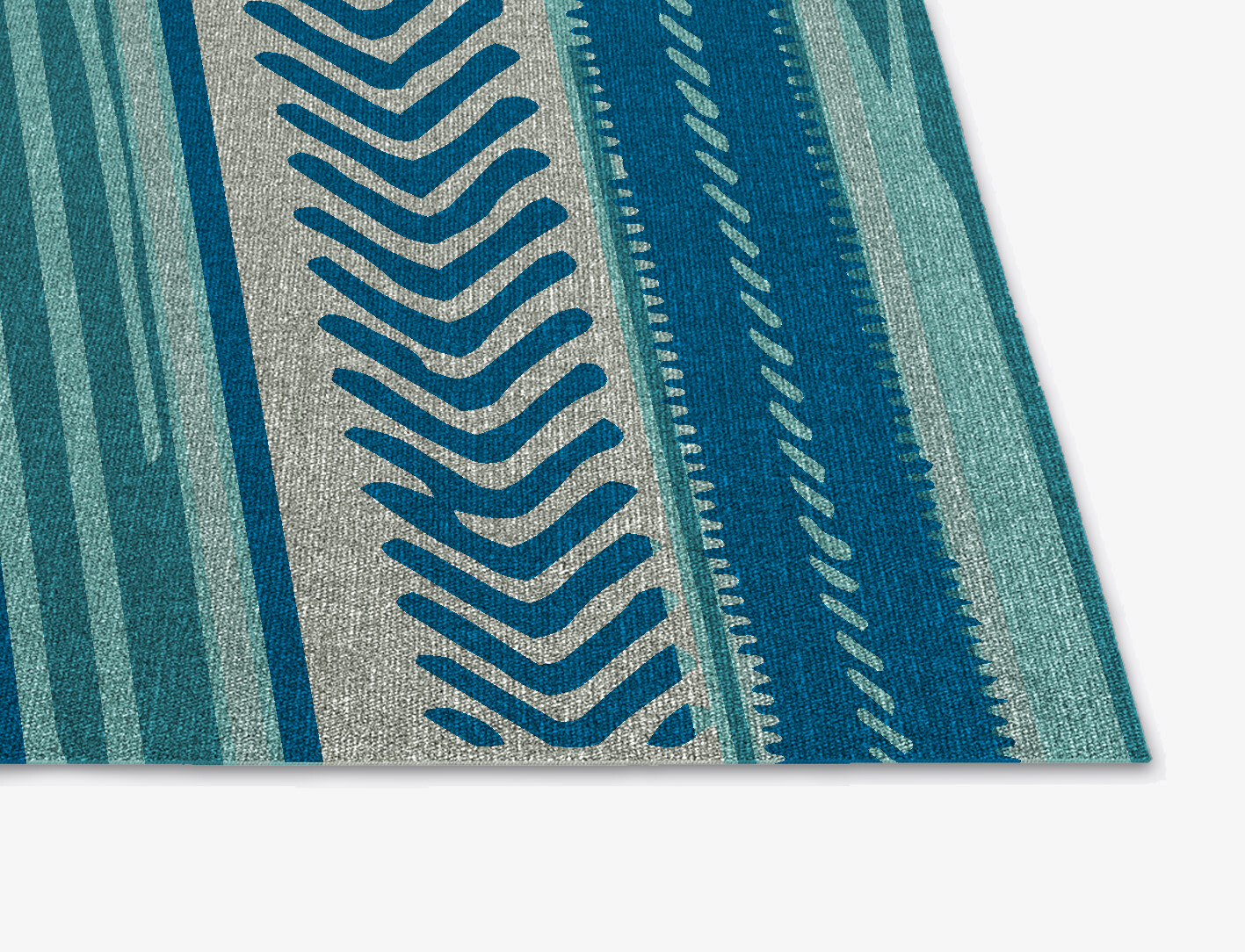 Blue Rays Flatweaves Square Outdoor Recycled Yarn Custom Rug by Rug Artisan