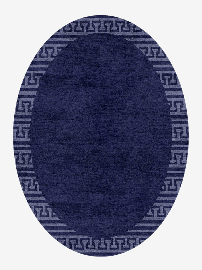 Blue Tooth Geometric Oval Hand Knotted Bamboo Silk Custom Rug by Rug Artisan