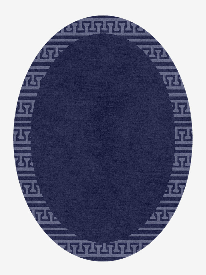Blue Tooth Geometric Oval Hand Knotted Tibetan Wool Custom Rug by Rug Artisan