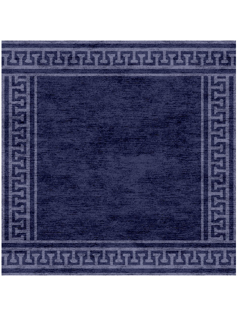 Blue Tooth Geometric Square Hand Knotted Bamboo Silk Custom Rug by Rug Artisan
