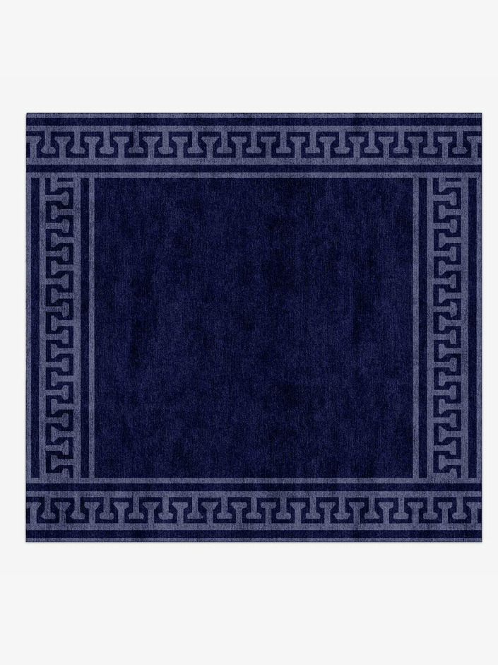 Blue Tooth Geometric Square Hand Knotted Bamboo Silk Custom Rug by Rug Artisan