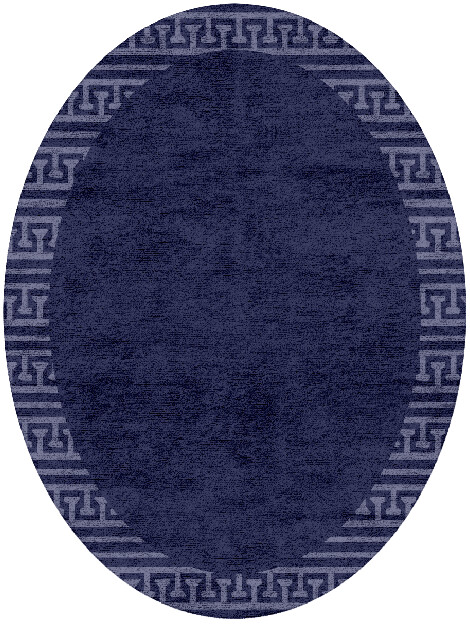 Blue Tooth Geometric Oval Hand Tufted Bamboo Silk Custom Rug by Rug Artisan