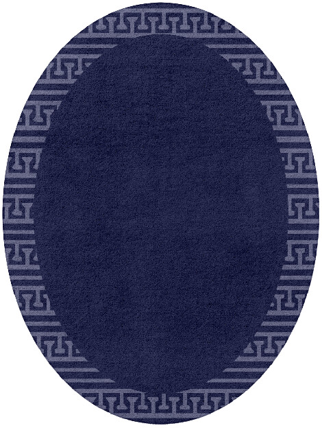 Blue Tooth Geometric Oval Hand Tufted Pure Wool Custom Rug by Rug Artisan