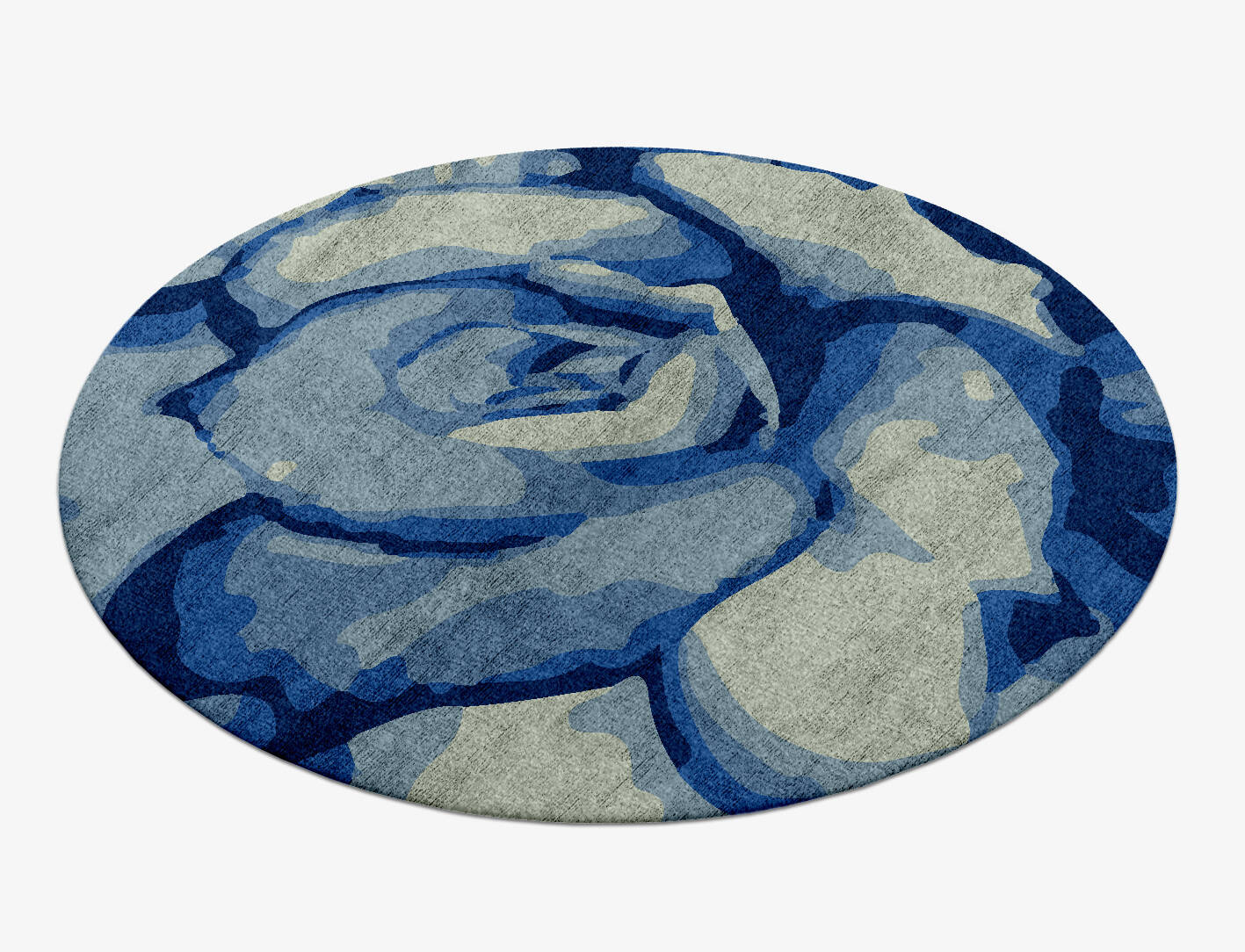 Bluebell Floral Round Hand Knotted Bamboo Silk Custom Rug by Rug Artisan