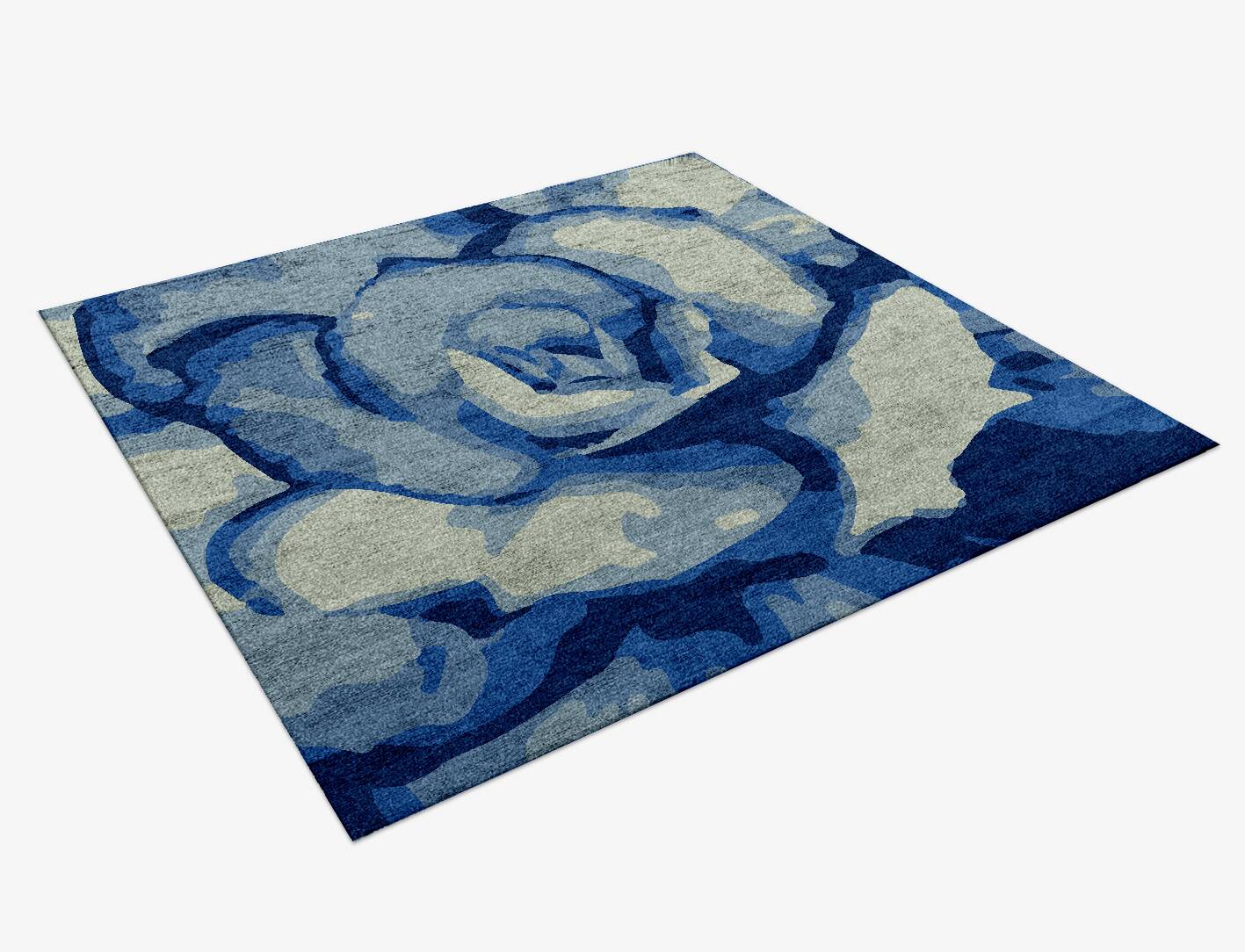 Bluebell Floral Square Hand Knotted Bamboo Silk Custom Rug by Rug Artisan