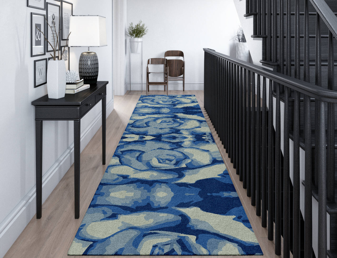 Bluebell Floral Runner Hand Tufted Pure Wool Custom Rug by Rug Artisan
