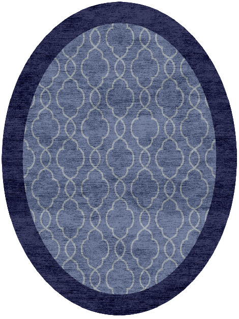 Bluejay Geometric Oval Hand Knotted Bamboo Silk Custom Rug by Rug Artisan