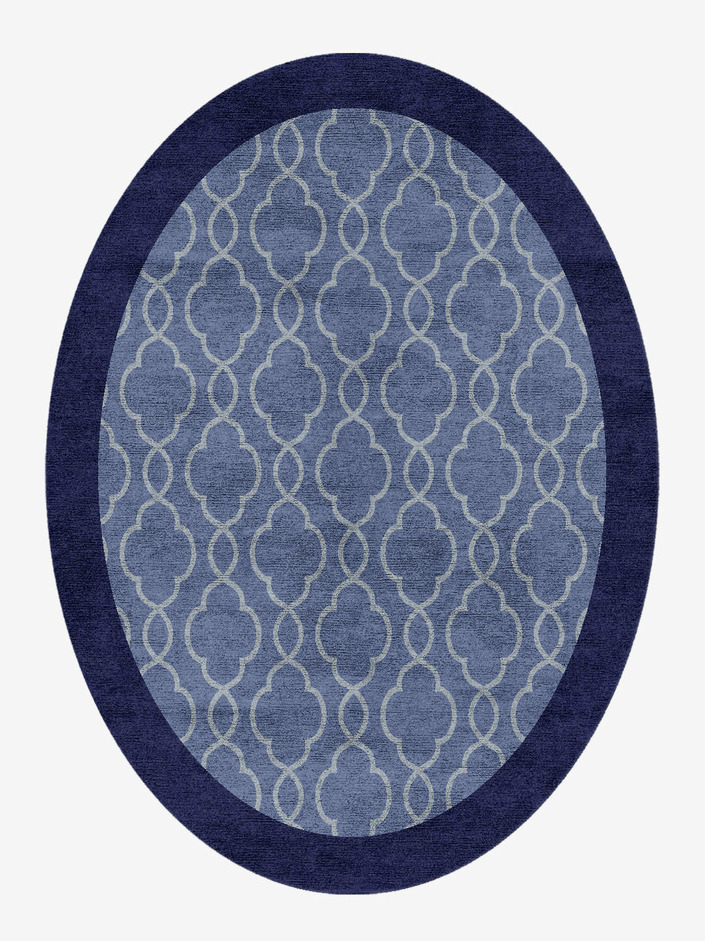 Bluejay Geometric Oval Hand Knotted Bamboo Silk Custom Rug by Rug Artisan
