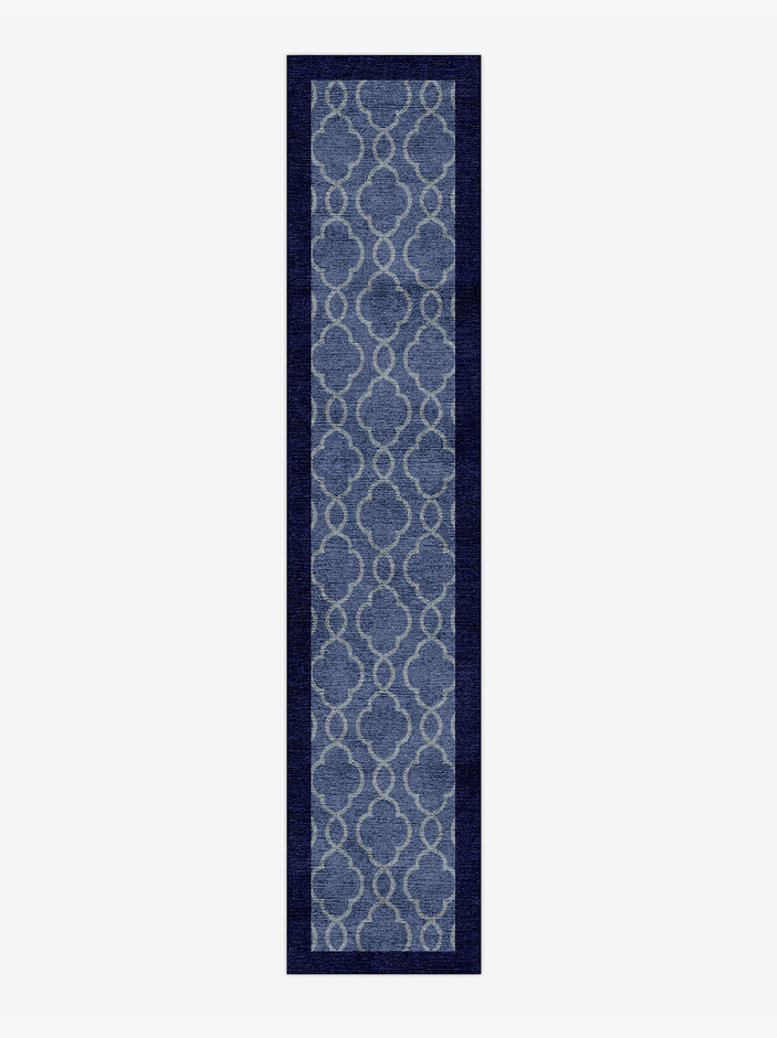 Bluejay Geometric Runner Hand Knotted Bamboo Silk Custom Rug by Rug Artisan