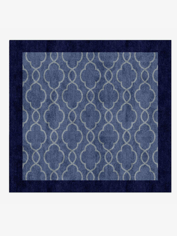 Bluejay Geometric Square Hand Knotted Bamboo Silk Custom Rug by Rug Artisan