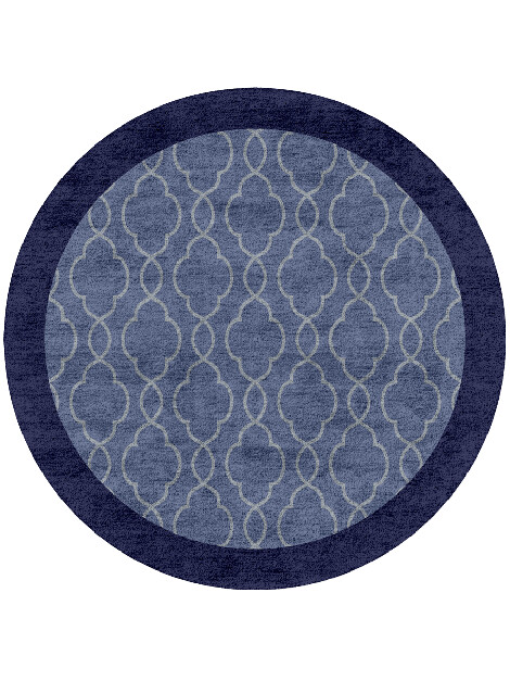 Bluejay Geometric Round Hand Tufted Bamboo Silk Custom Rug by Rug Artisan