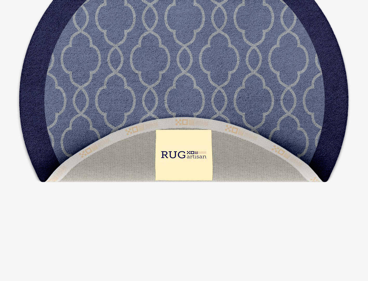 Bluejay Geometric Round Hand Tufted Pure Wool Custom Rug by Rug Artisan
