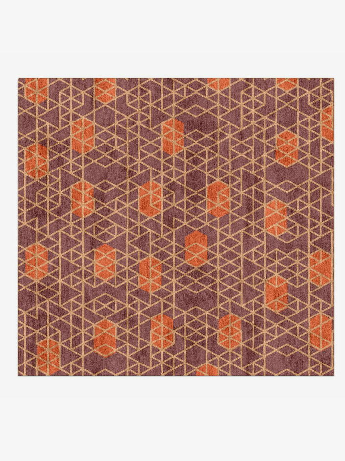 Blueprint Modern Geometrics Square Hand Knotted Bamboo Silk Custom Rug by Rug Artisan