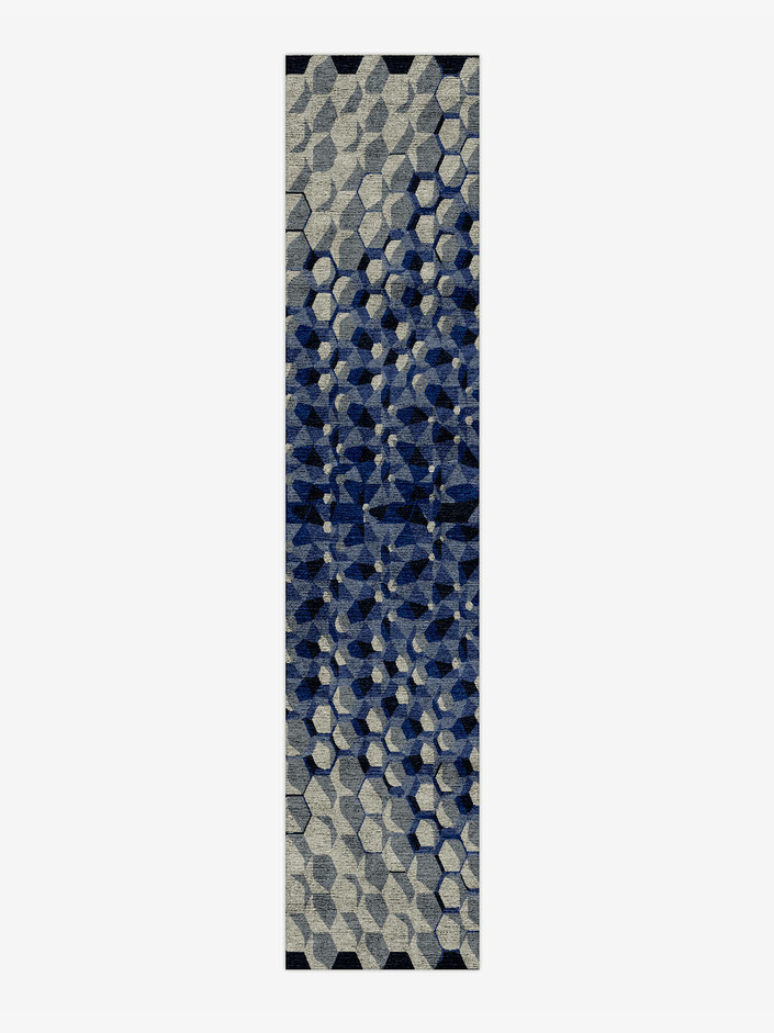 Bobbinet Modern Geometrics Runner Hand Knotted Bamboo Silk Custom Rug by Rug Artisan